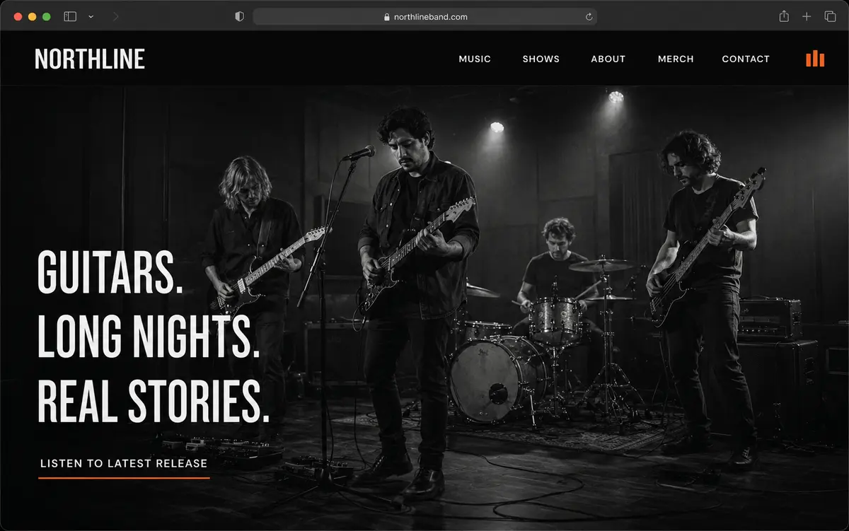 Northline indie-rock band website concept