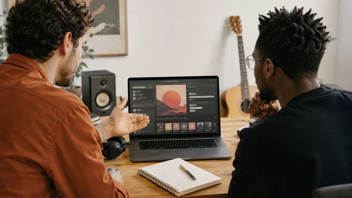 ProfitRx Music team reviewing an artist release plan
